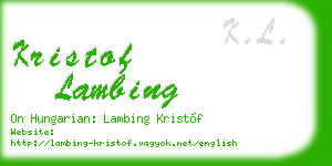 kristof lambing business card